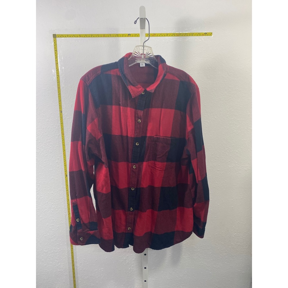 Sonoma Goods For Life Mens XXL Red Black Buffalo Plaid Flannel Button Down Shirt